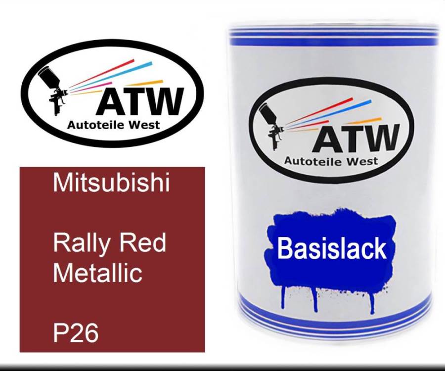 Mitsubishi, Rally Red Metallic, P26: 500ml Lackdose, von ATW Autoteile West.